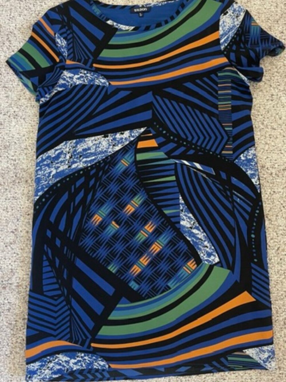 Tildon Blue Geometric Print Shift Dress / XS